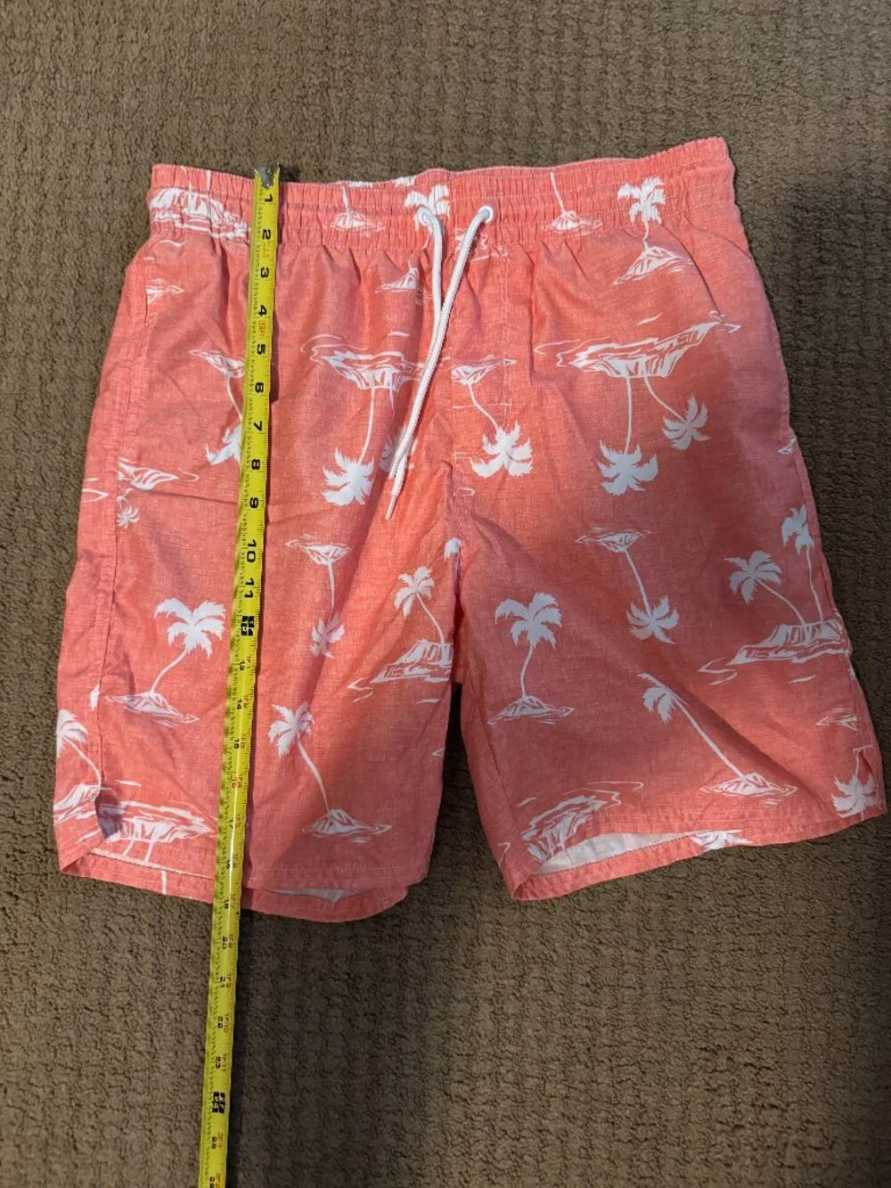 Light Pink with Palm Trees Swim Trunks Medium